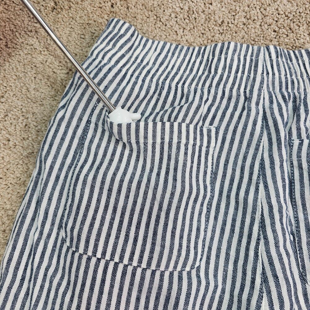 Old Navy High Rise Wide Leg Linen Blend Pants S Blue White Stripe Coastal - Picture 6 of 14